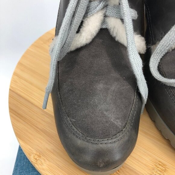 Cole  Haan Henson Winter Waterproof Leather Charcoal wedge booties size 11B - Picture 12 of 16